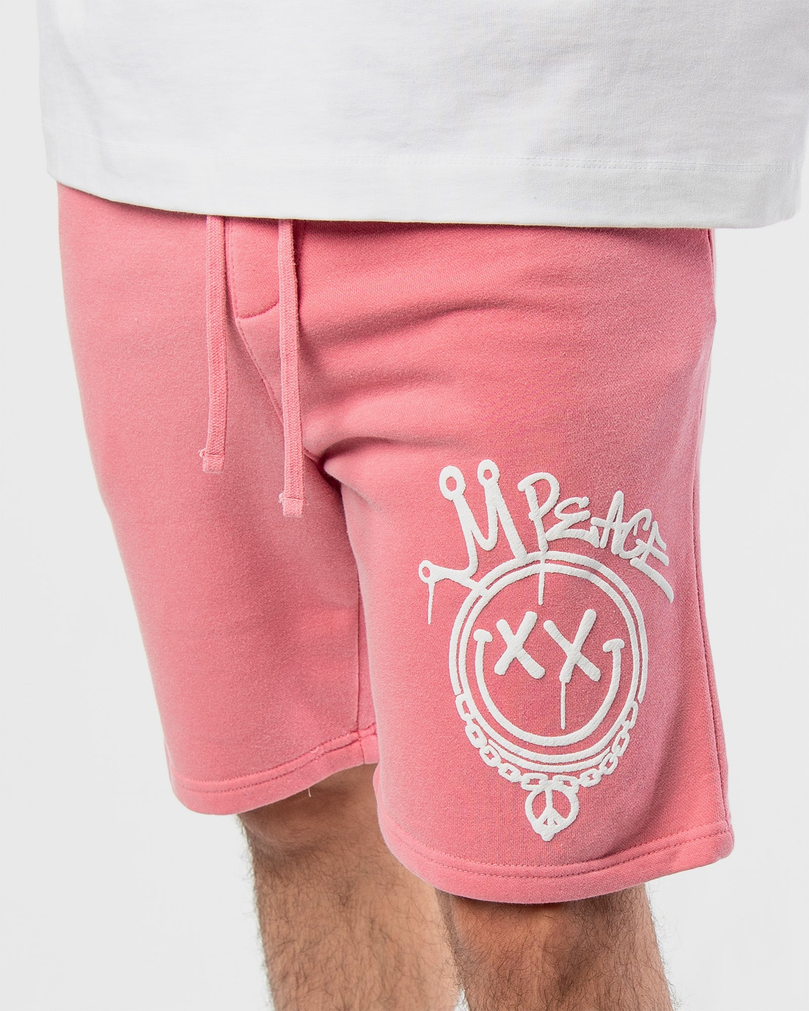 Men’s Peace Smiley Fleece Shorts graphic detail
