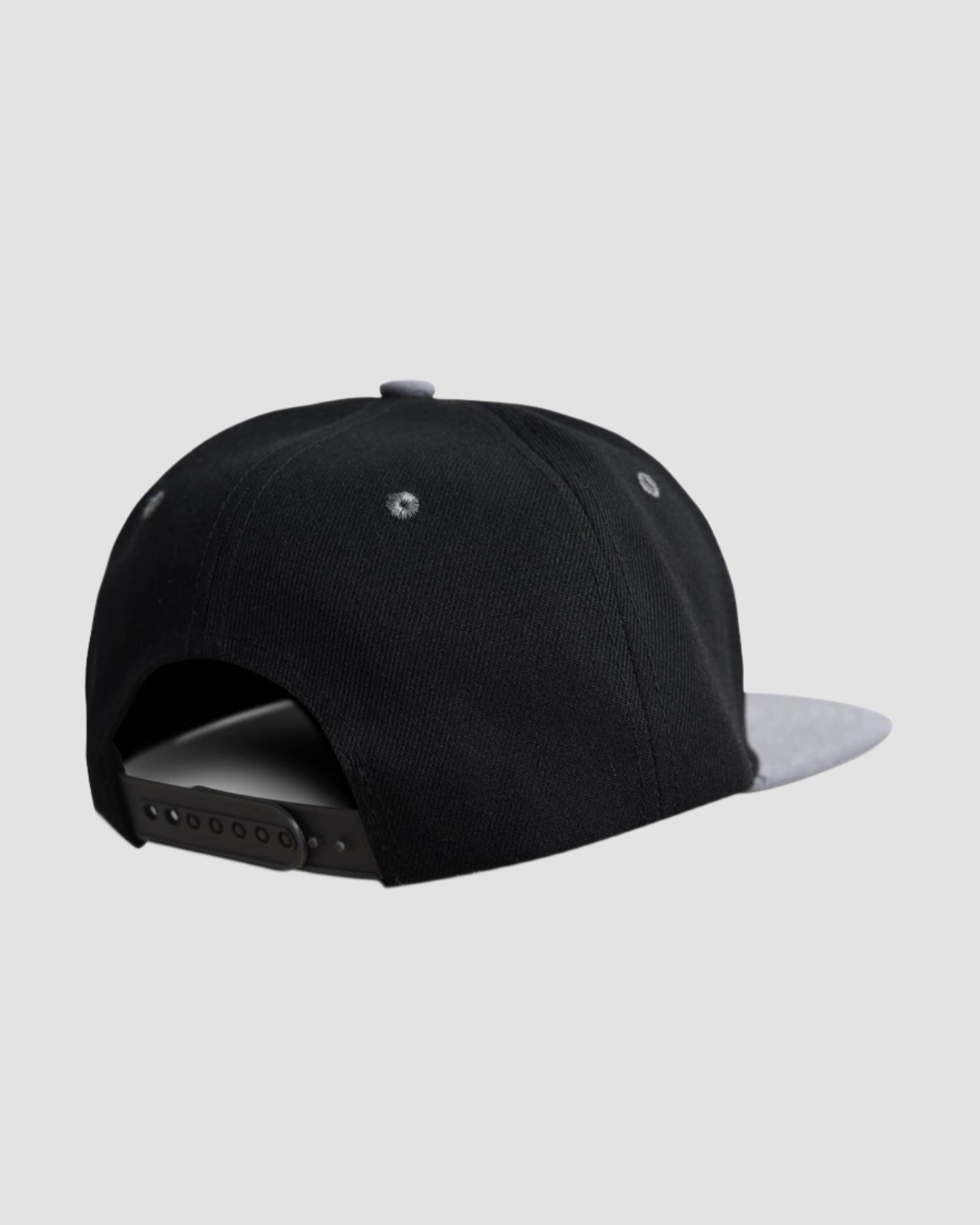 Back view of the ‘Men’s Daddy Snapback’ in Black Grey color, highlighting the adjustable snapback feature, size one size.