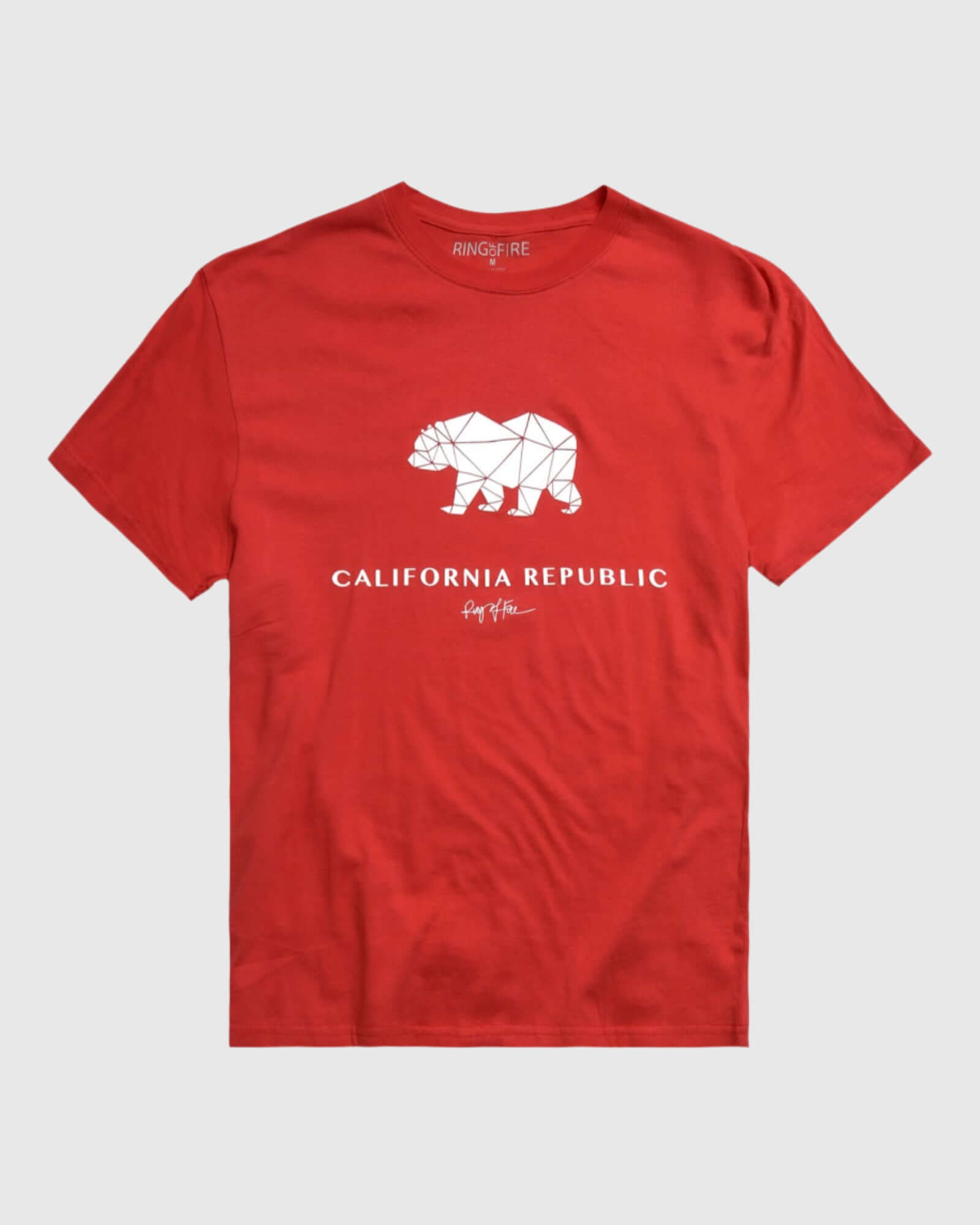 Front view of the Men’s Geometric Bear Graphic Tee in red by Ring of Fire