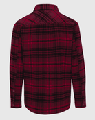 Red and black plaid shirt on a light gray background