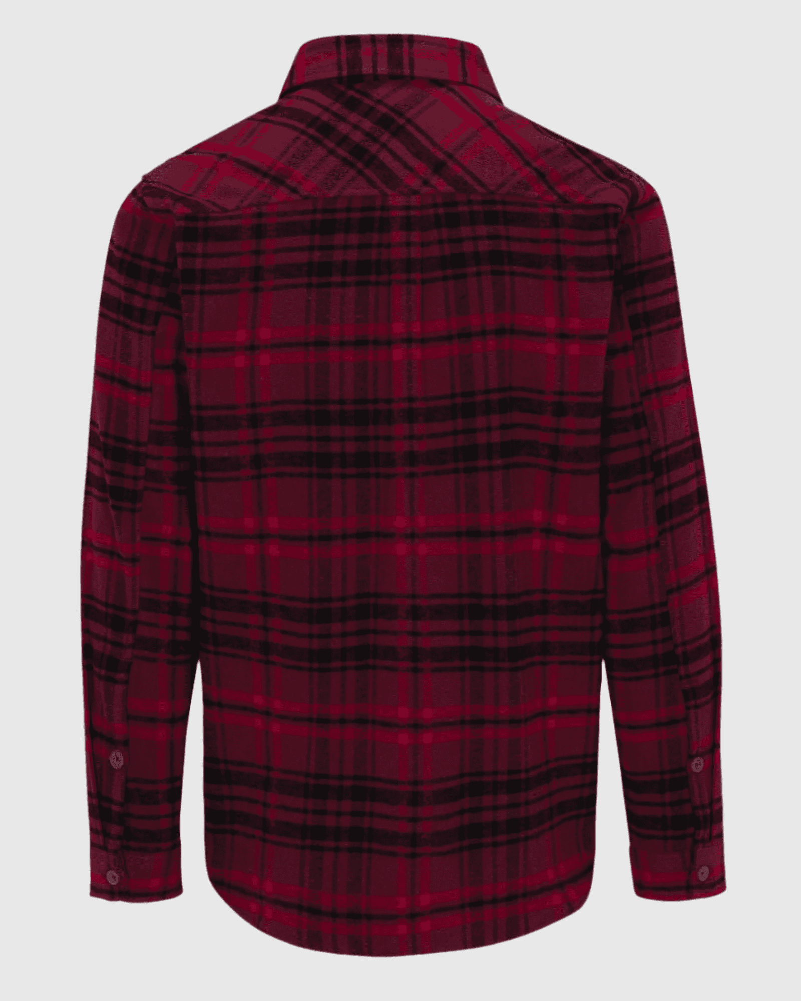 Red and black plaid shirt on a light gray background