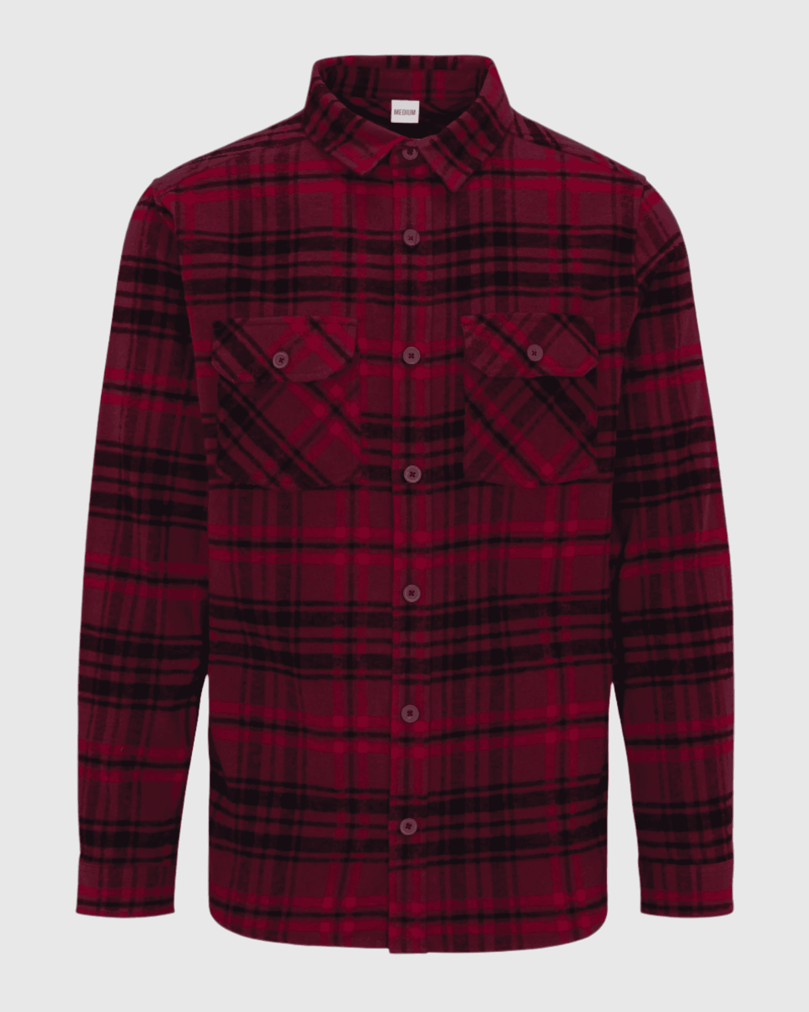 Red and black plaid shirt on a white background