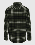 Green and white plaid shirt on a light gray background