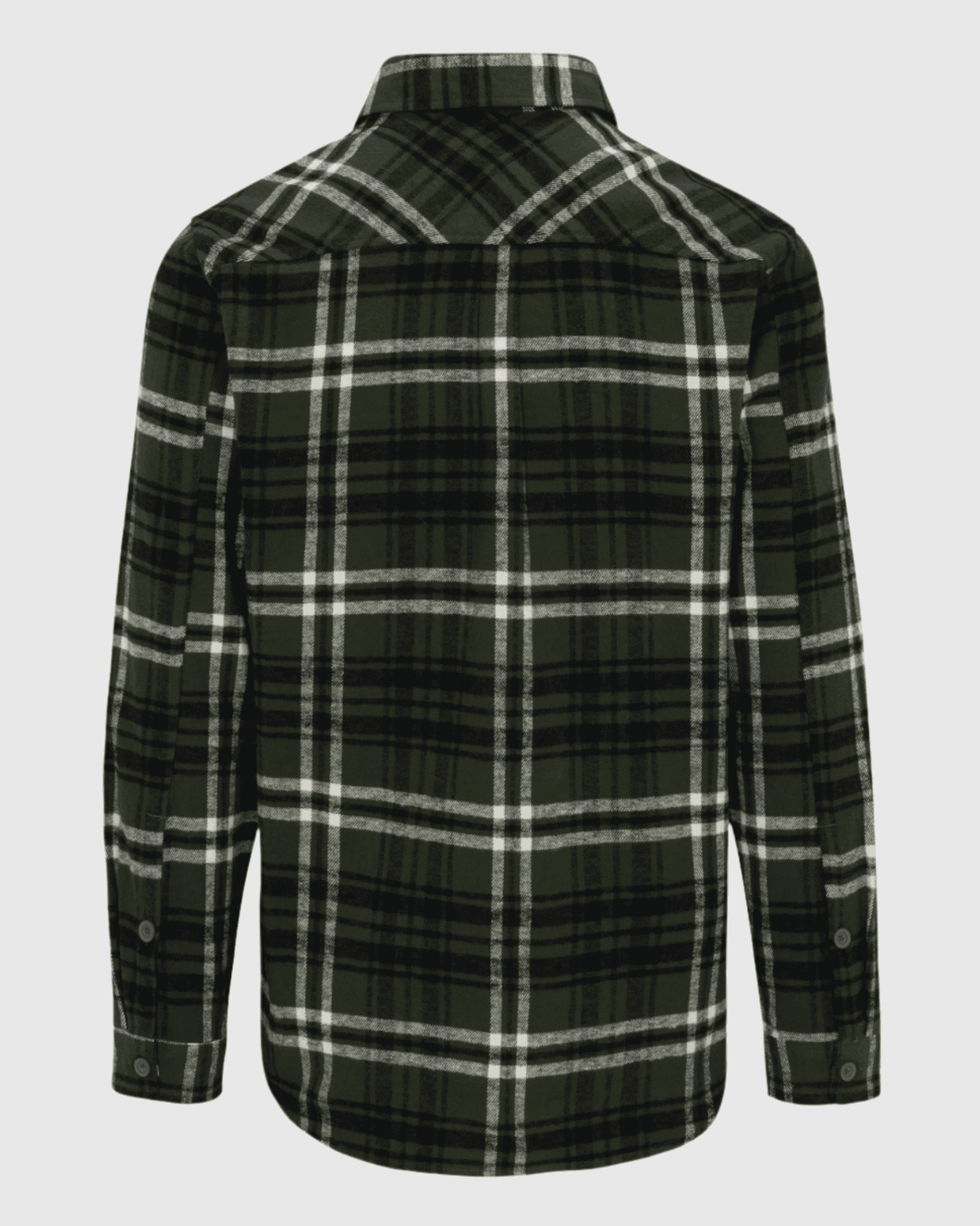 Green and white plaid shirt on a light gray background