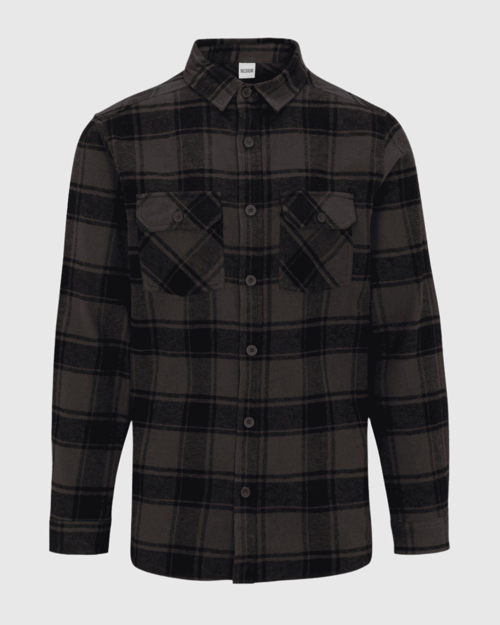 Black plaid shirt on a light gray background