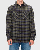 Plaid shirt worn by a person on a plain background