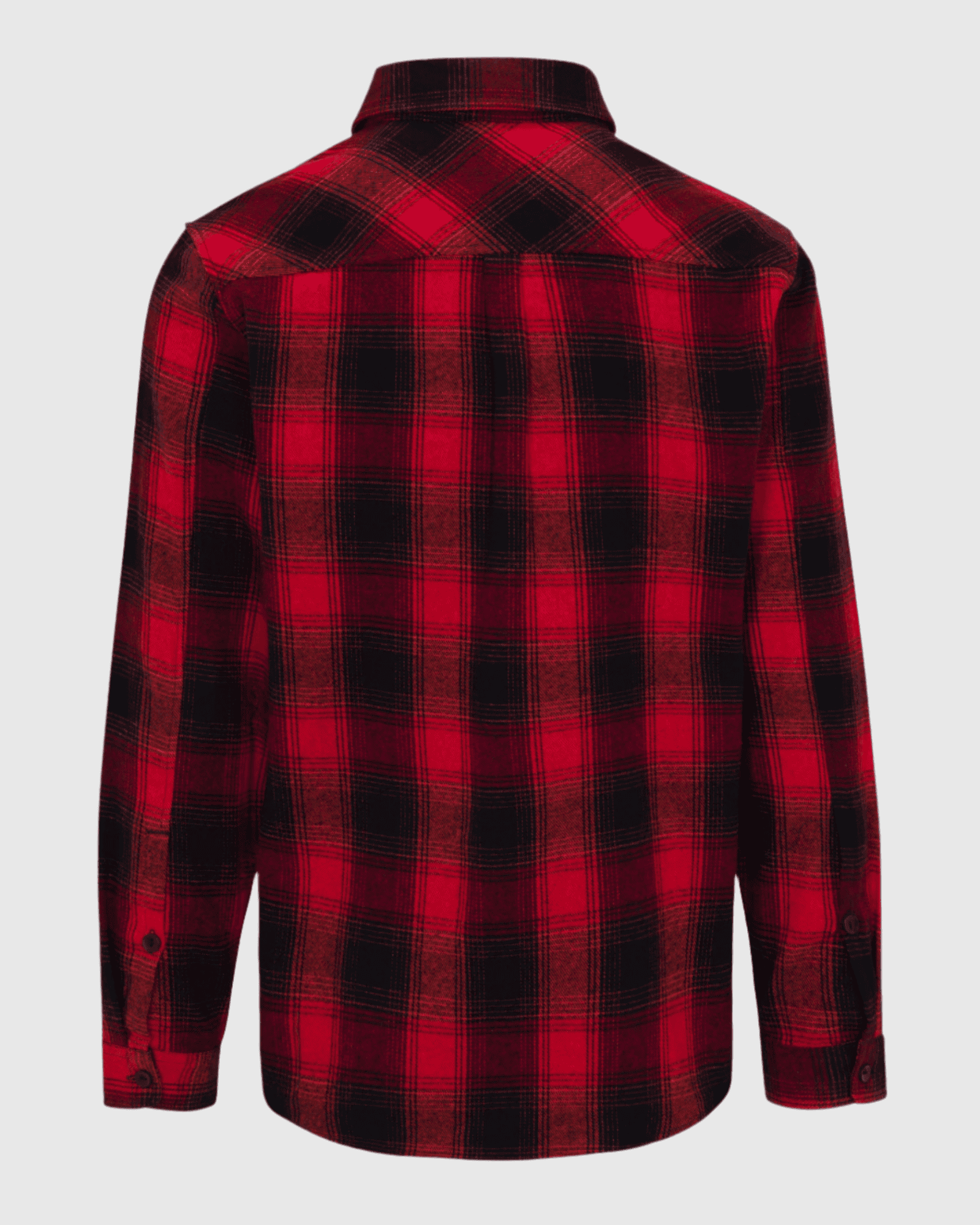 Red and black plaid shirt on a light gray background