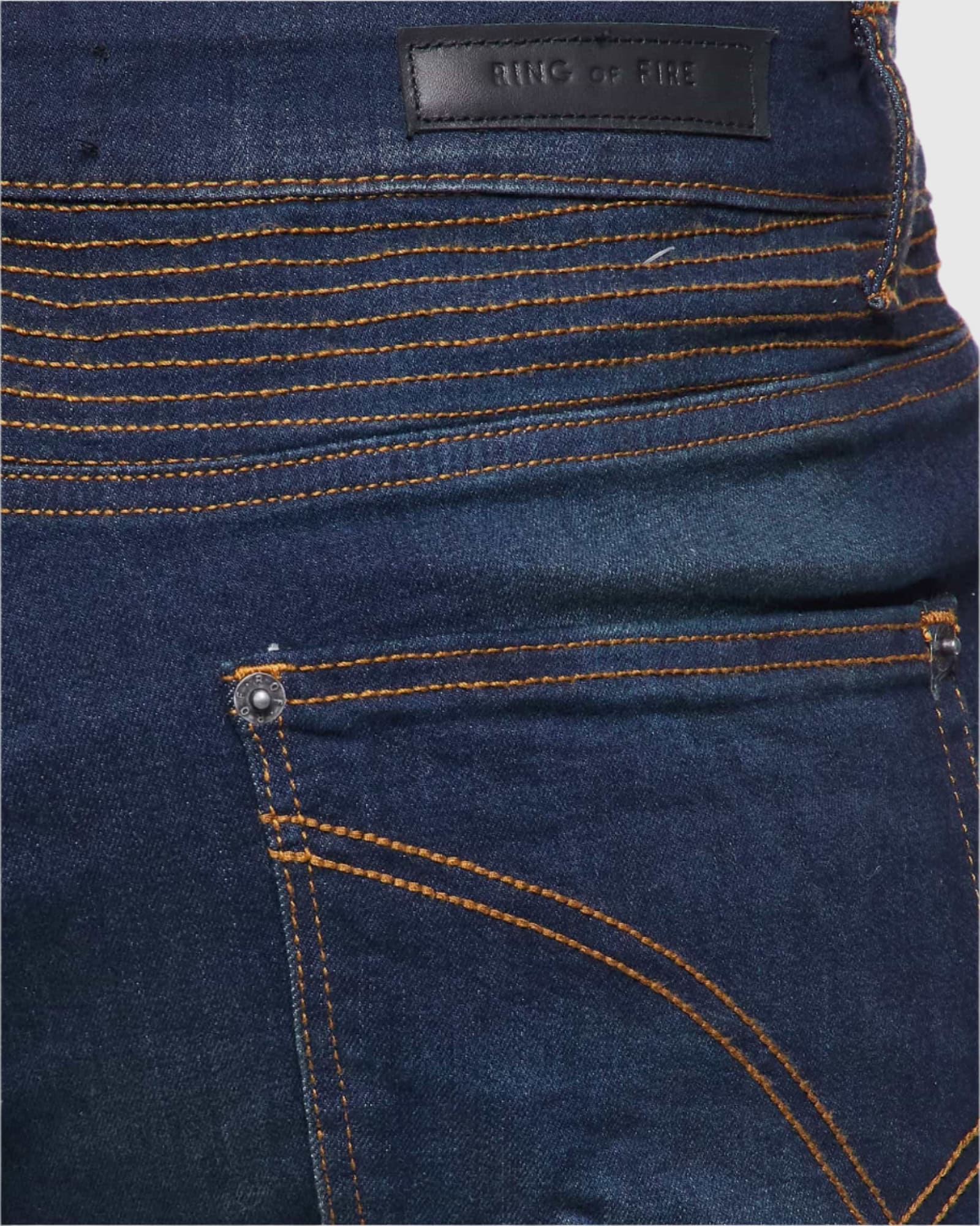 Close-up detail of the Men’s Brad Moto Denim Shorts fabric, showing the high-quality blend of 73% cotton, 25% polyester, 1% viscose, and 1% spandex