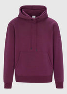 Mens drawstring kangaroo front pocket premium September hoodie in grape wine