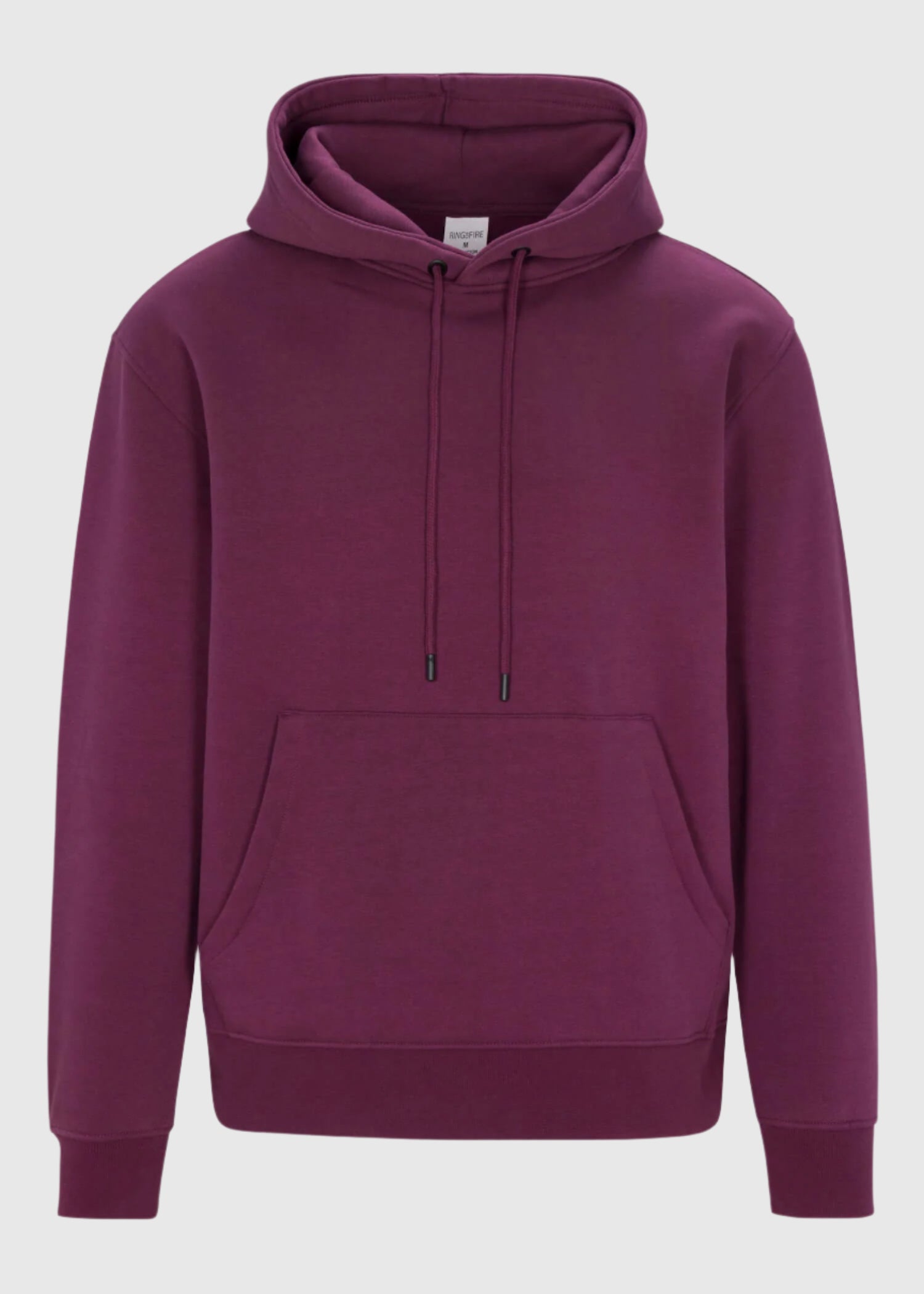 Mens drawstring kangaroo front pocket premium September hoodie in grape wine