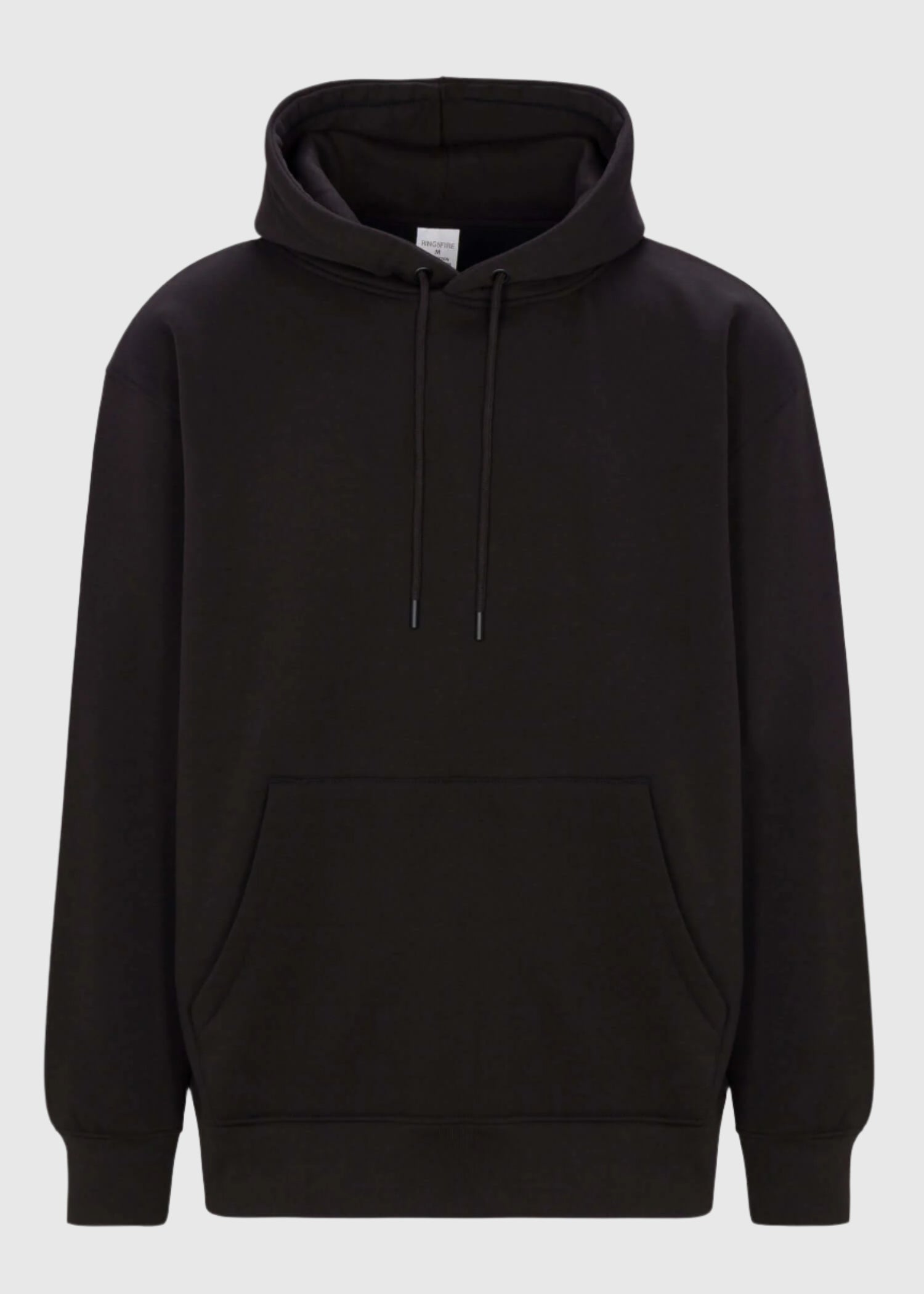 Mens drawstring kangaroo front pocket premium September hoodie in black