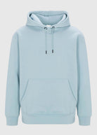 Mens drawstring kangaroo front pocket premium September hoodie in forget me not