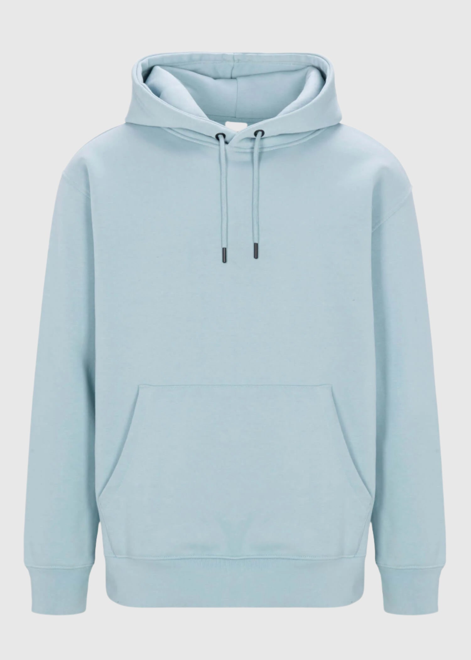 Mens drawstring kangaroo front pocket premium September hoodie in forget me not