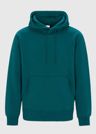 Mens drawstring kangaroo front pocket premium September hoodie in deep teal
