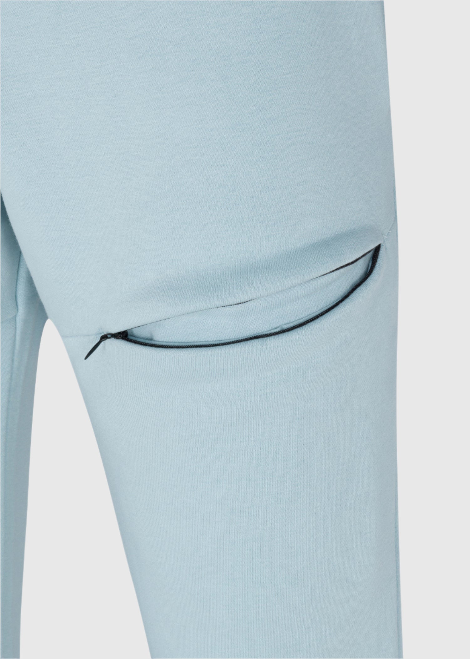 Mens drawstring premium September jogger in forget me not thigh seam zipper pocket