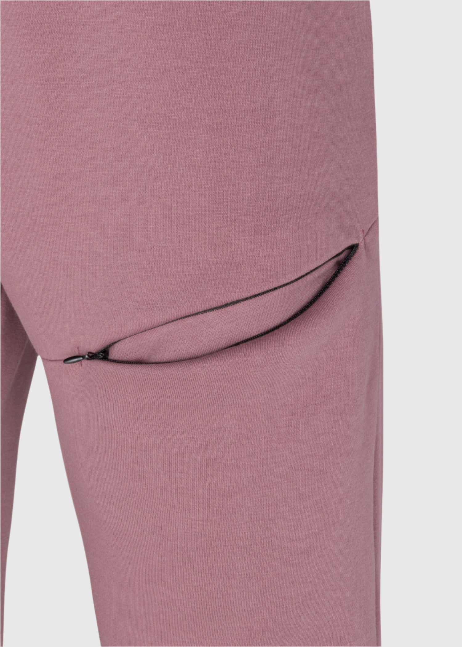 Mens drawstring premium September jogger in elderberry thigh seam zipper pocket