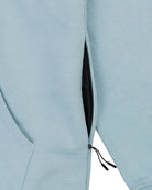 Mens drawstring kangaroo front pocket premium September hoodie in forget me not side seam zipper pocket