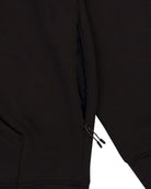 Mens drawstring kangaroo front pocket premium September hoodie in black side seam zipper pocket