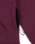 Mens drawstring kangaroo front pocket premium September hoodie in grape wine side seam zipper pocket