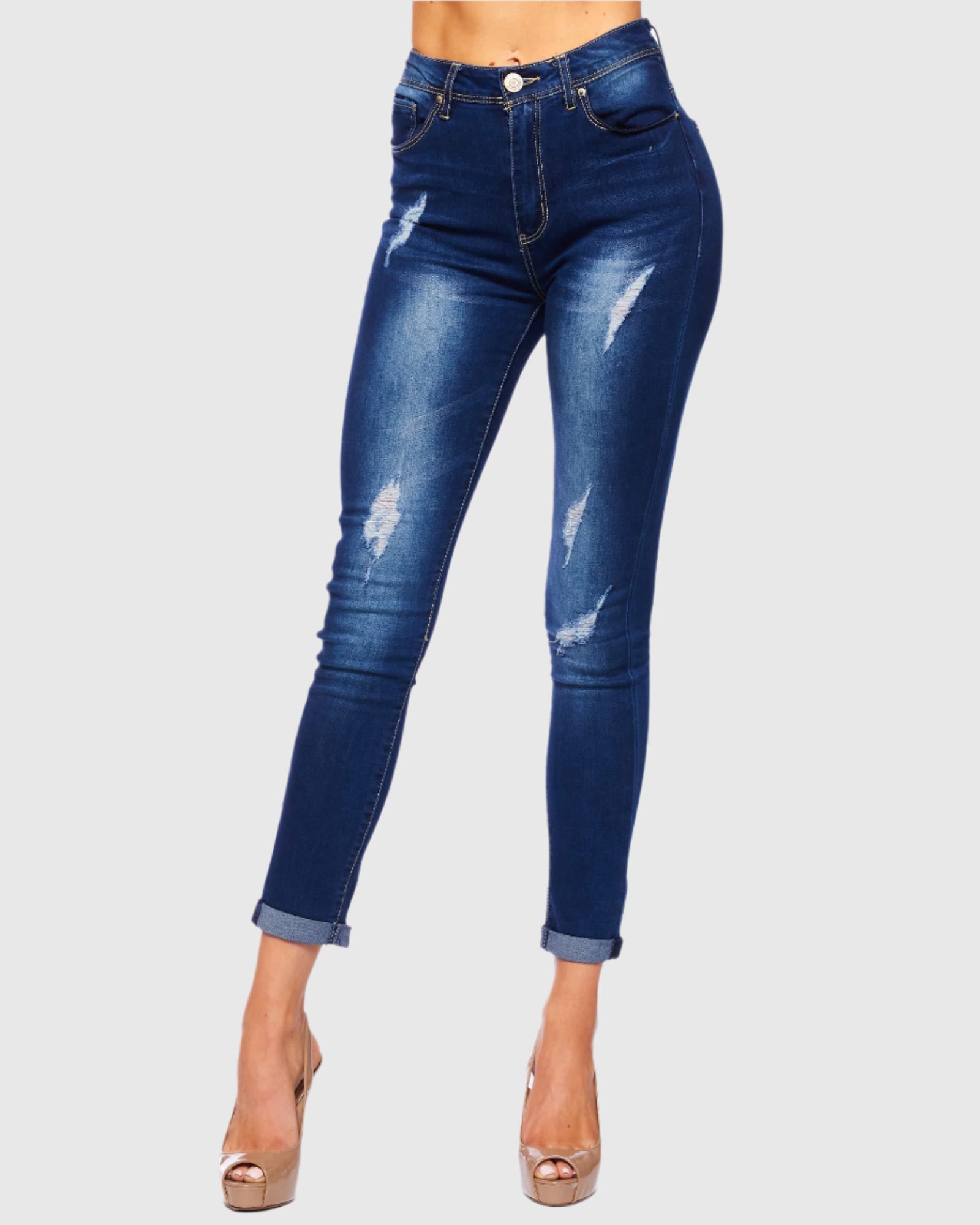 Women Sandy high rise skinny jeans in Azul