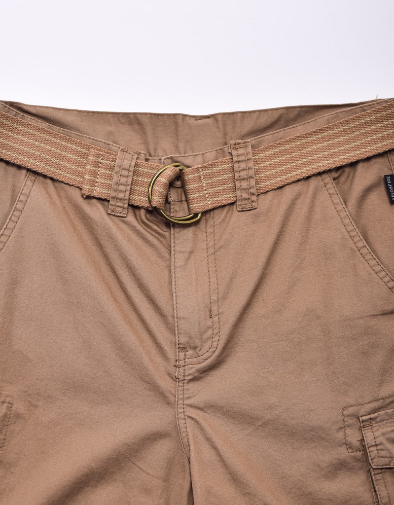 Boy's belted bobby shorts in Dull Gold D-ring belt