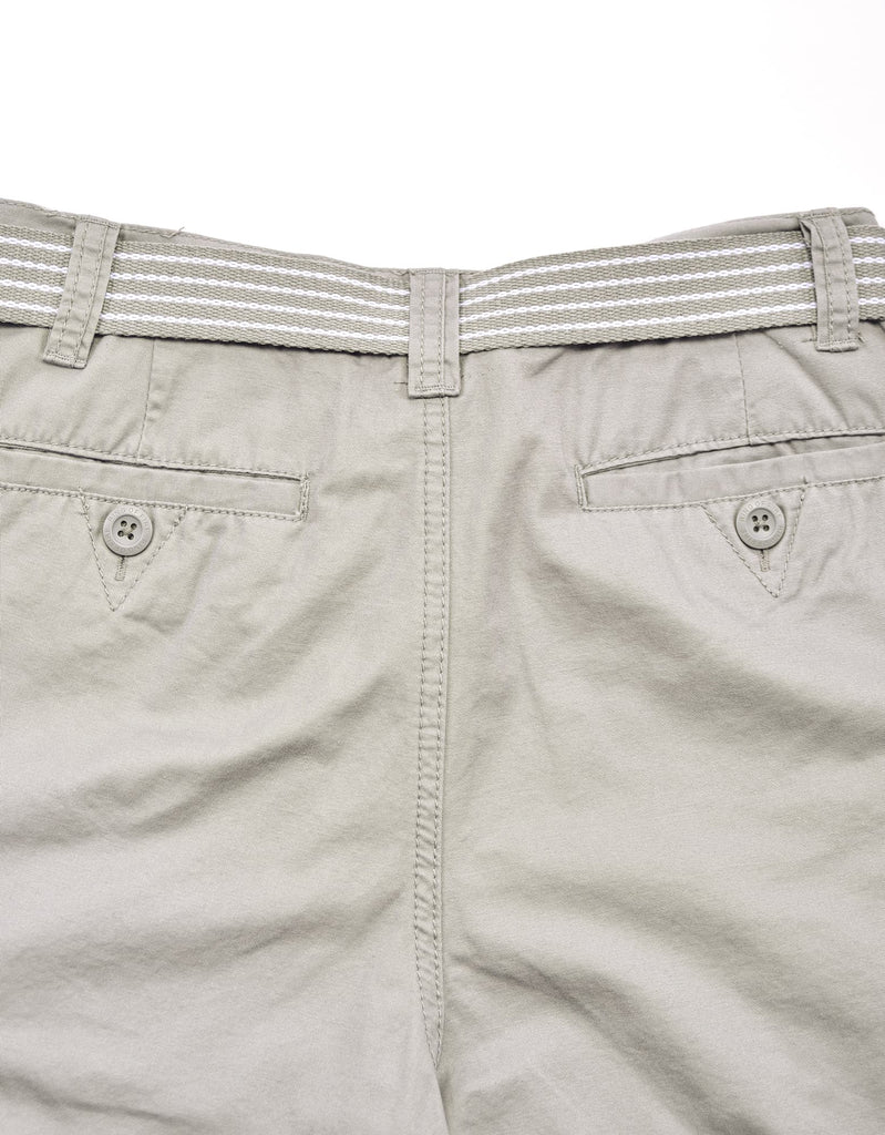 Boy's belted bobby shorts in Light Gray back pockets
