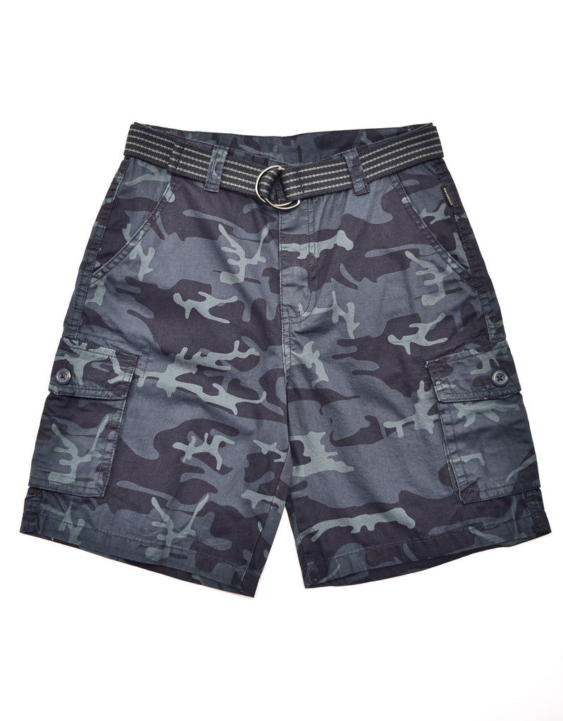 Boy's belted bobby shorts in Navy Camo