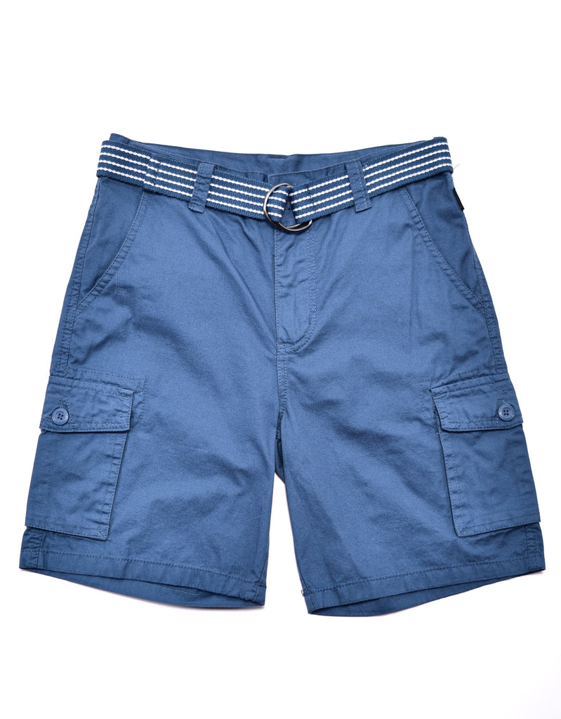 Boy's belted bobby shorts in Sea Blue