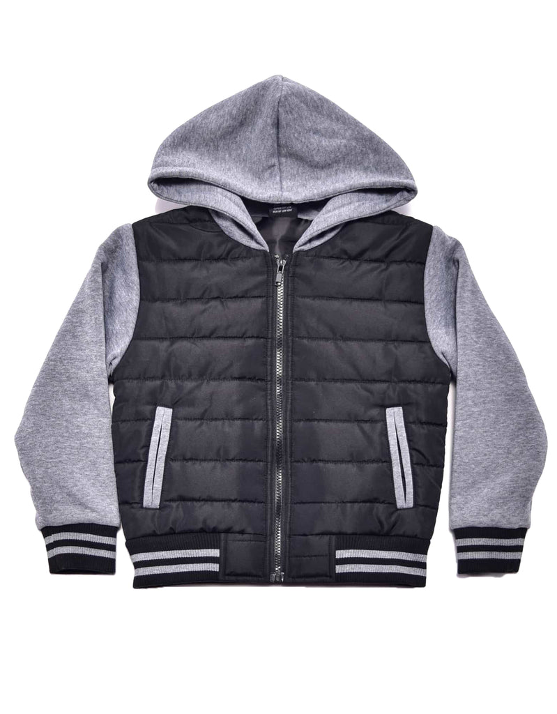 Boy's camden zip up hoodie in Black Medium Heather Gray