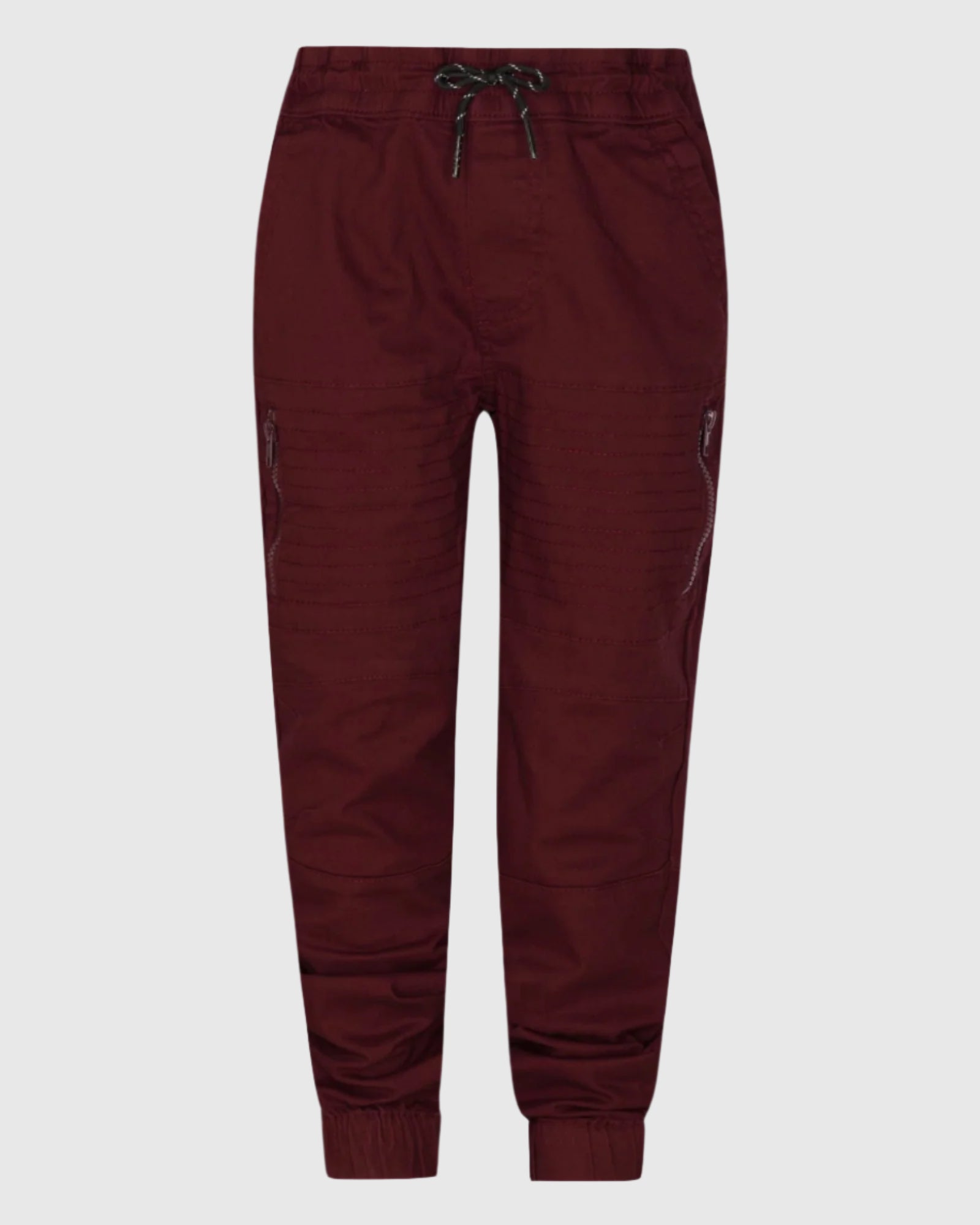 Boys's moto zipper jogger in burgundy