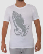 Mens crew neck pray HD graphic tee in White