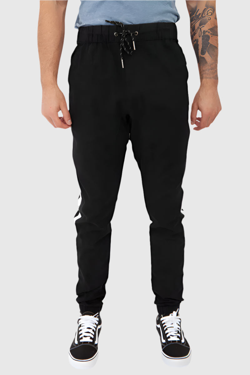 Mens Elan twill joggers in Black White