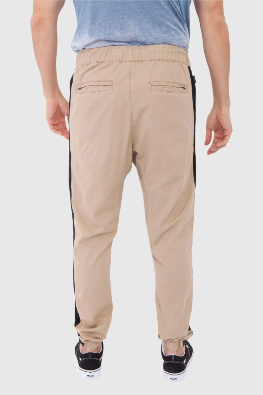 Mens Elan twill joggers in Khaki back pockets