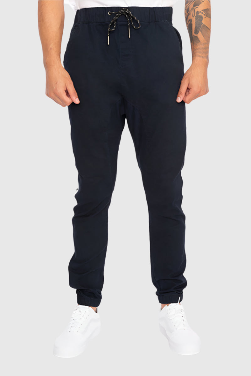 Mens Elan twill joggers in Navy White
