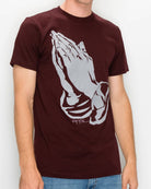 Mens crew neck pray HD graphic tee in Sangria