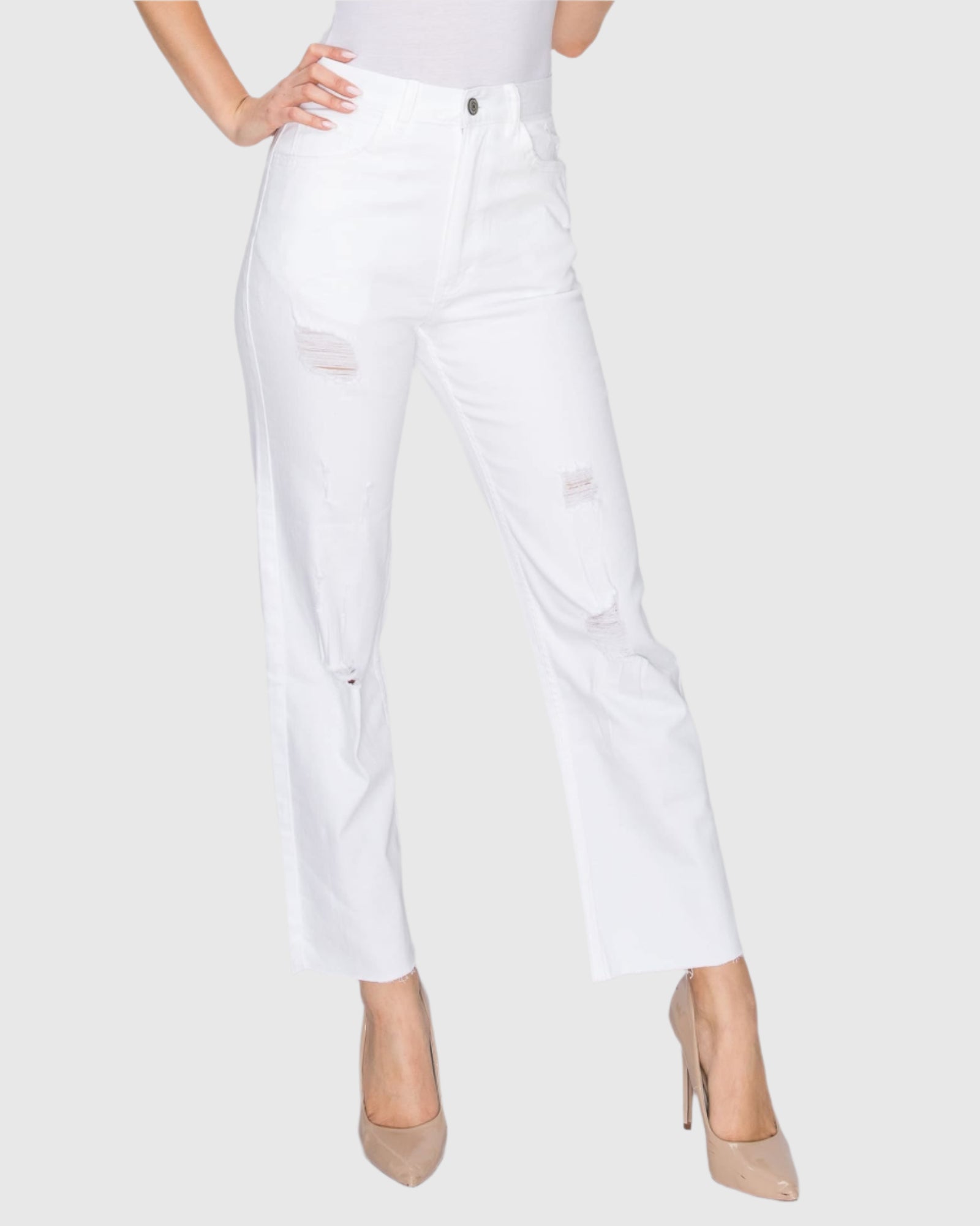 Women Maria mom straight with rips jeans in Nieve