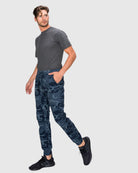 Mens Clayton twill stretch joggers with elastic waistband and drawstring closure in Navy Camo