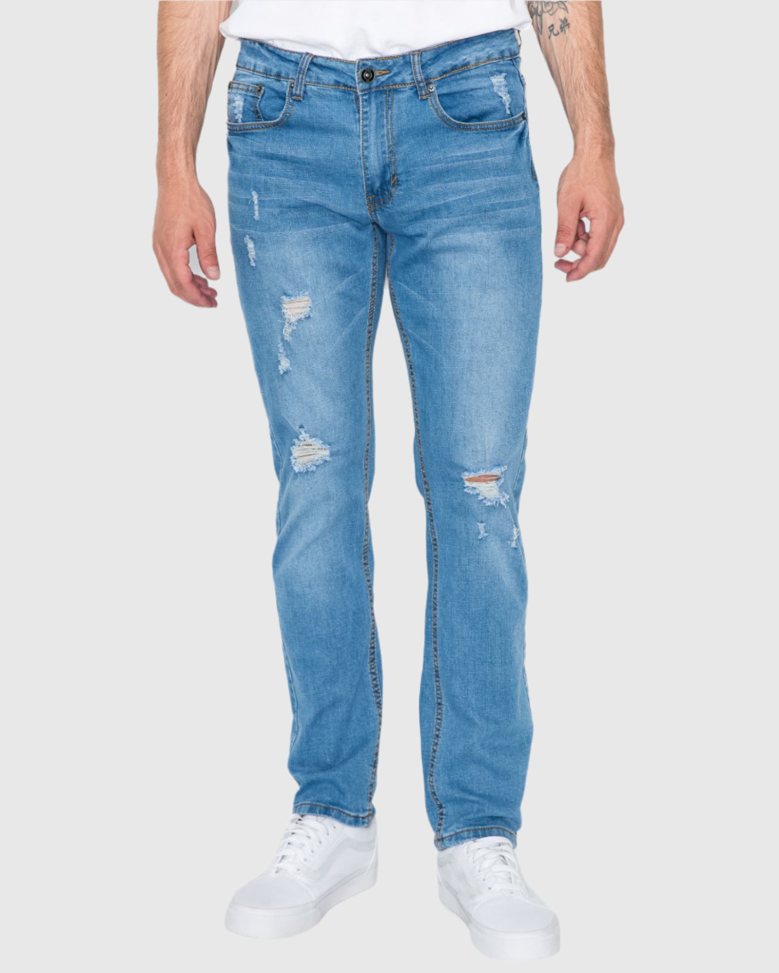 Mens cayenne rip n repair slim stretch jeans in Americana