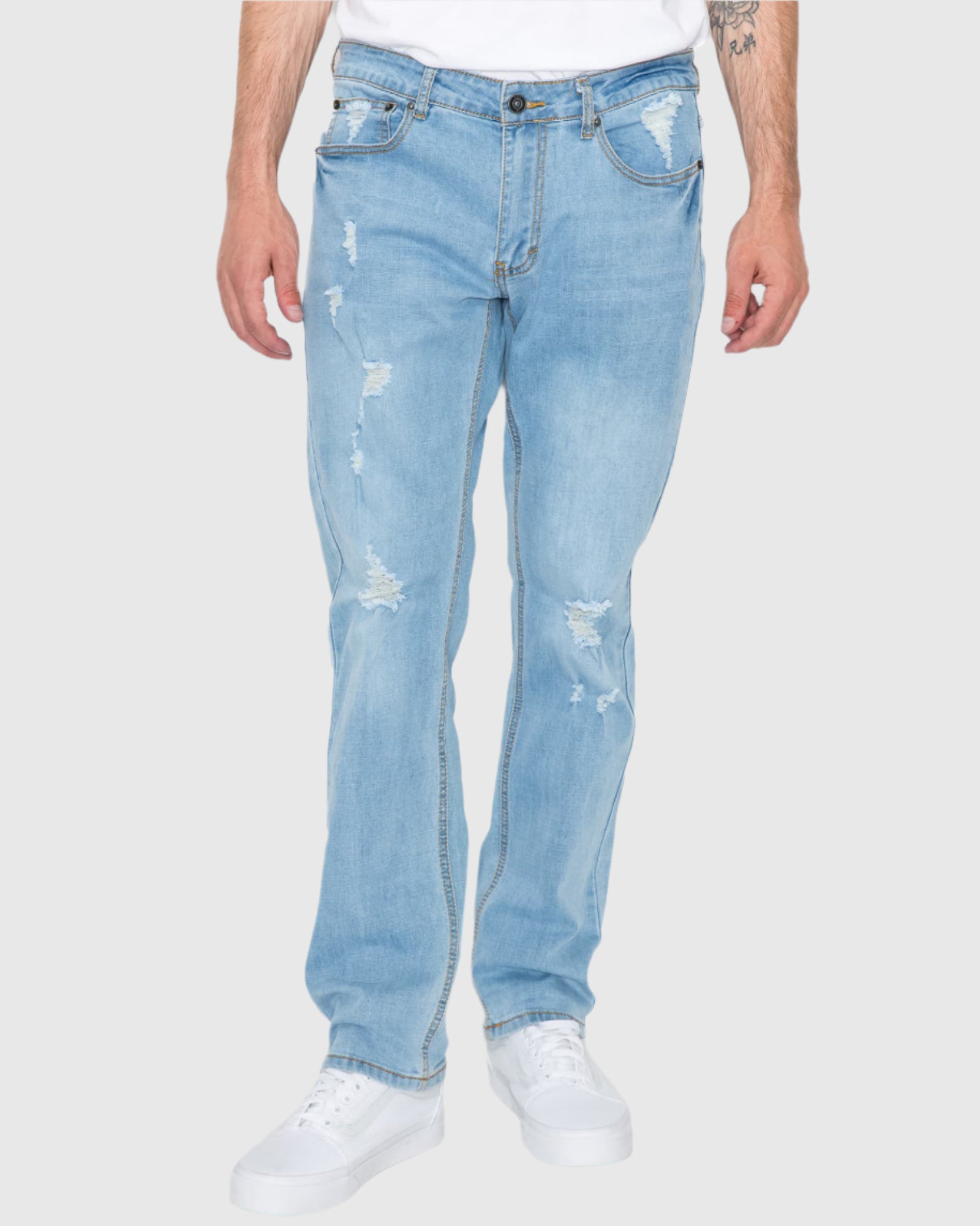 Mens cayenne rip n repair slim stretch jeans in Crumble