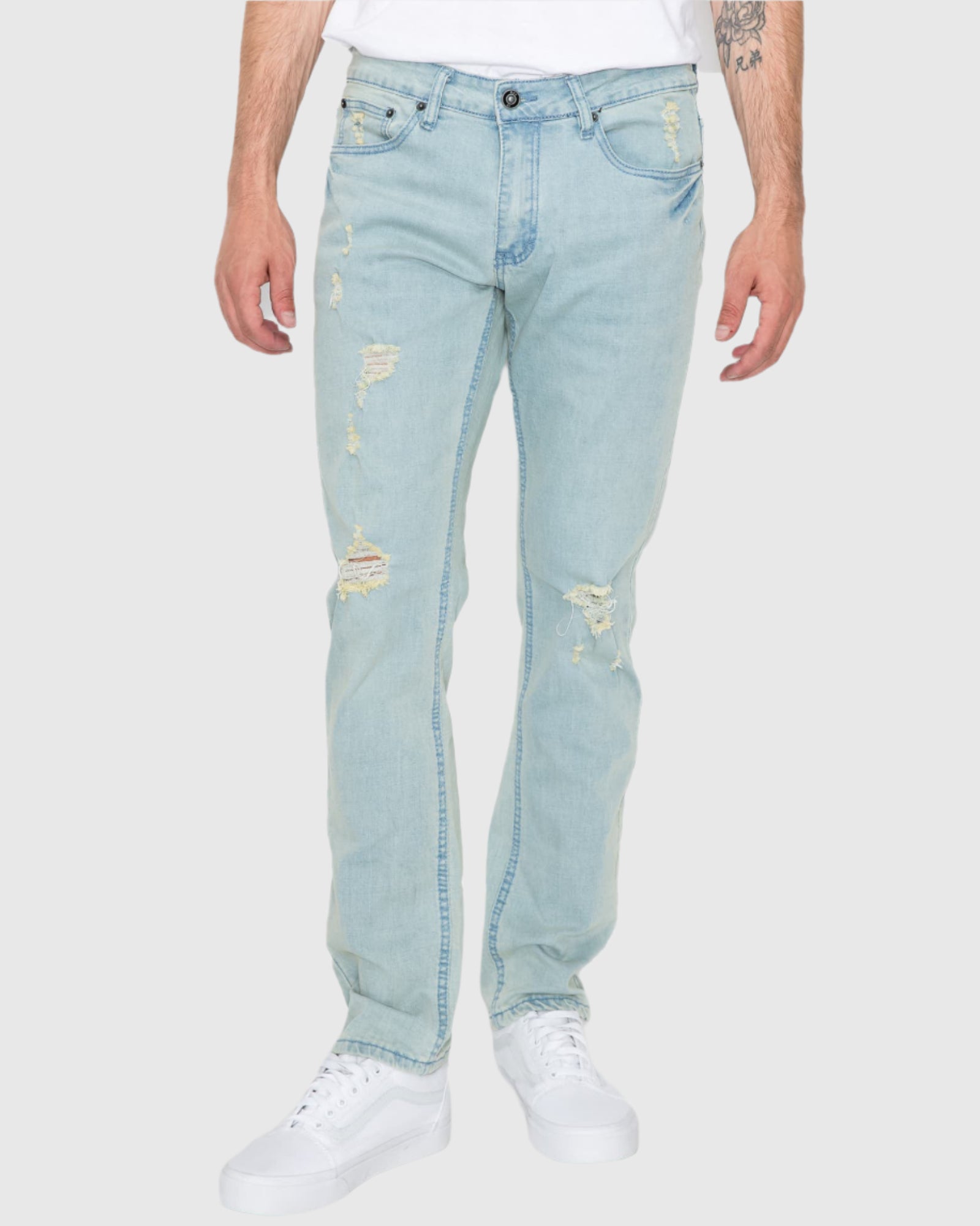 Mens cayenne rip n repair slim stretch jeans in Mineral