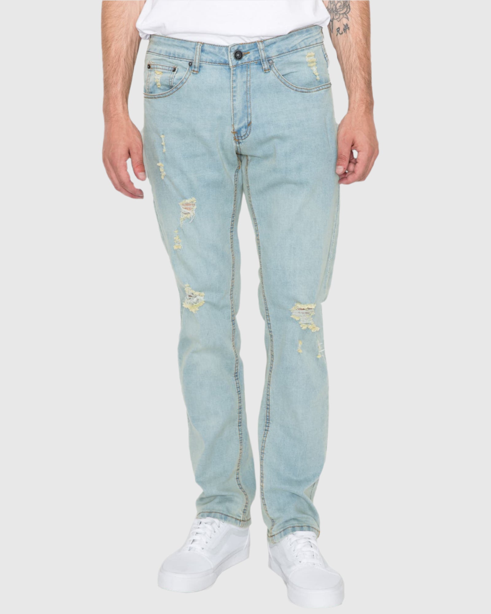 Mens cayenne rip n repair slim stretch jeans in Skylar