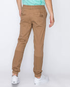 Mens drawstring leftout moto joggers in Dull Gold back pockets