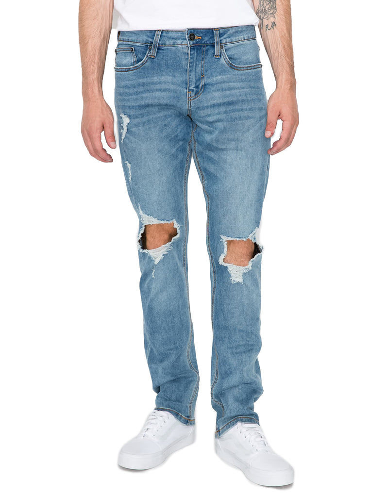 Mens claw five pockets ripped skinny fit jeans in Americana