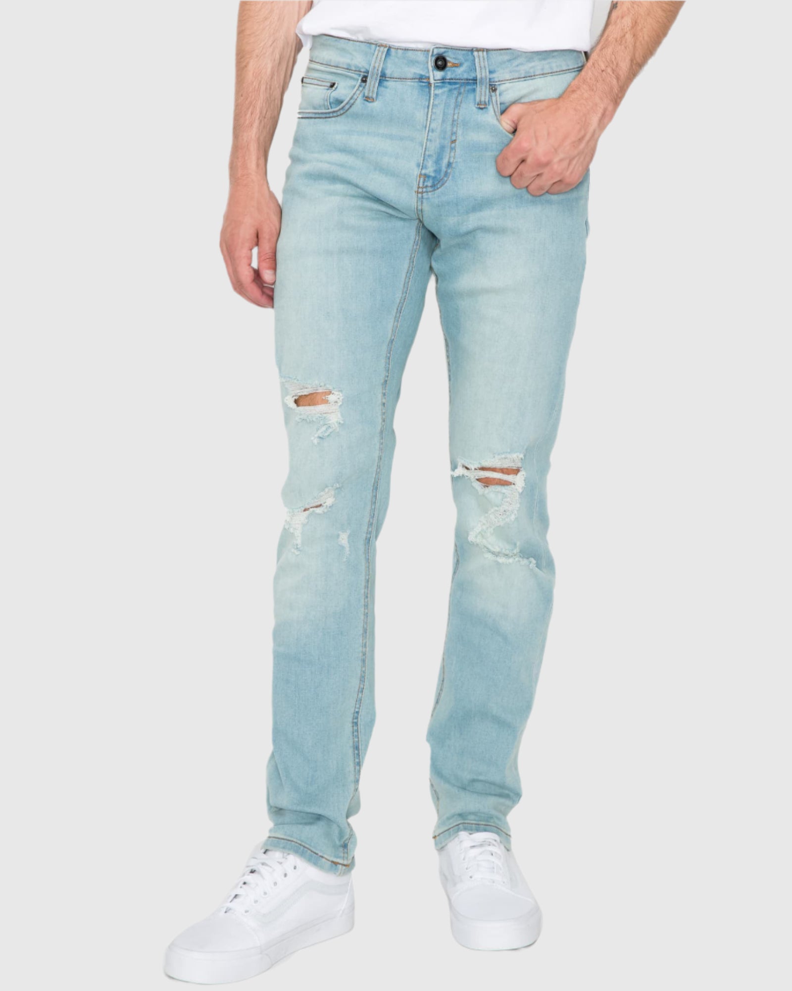Mens claw five pockets ripped skinny fit jeans in Skylar