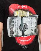 Mens lip and cash graphic tee in Black