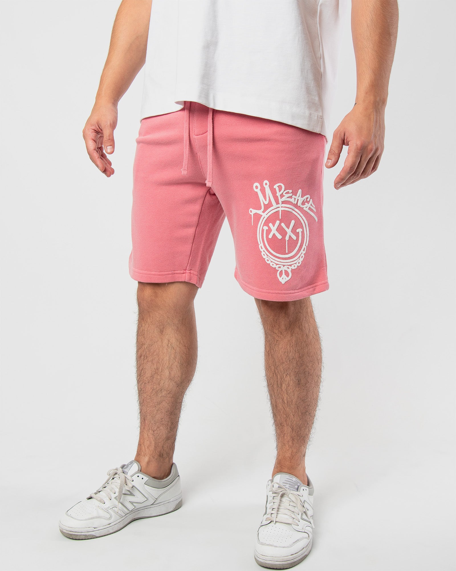 Men’s Peace Smiley Fleece Shorts front view