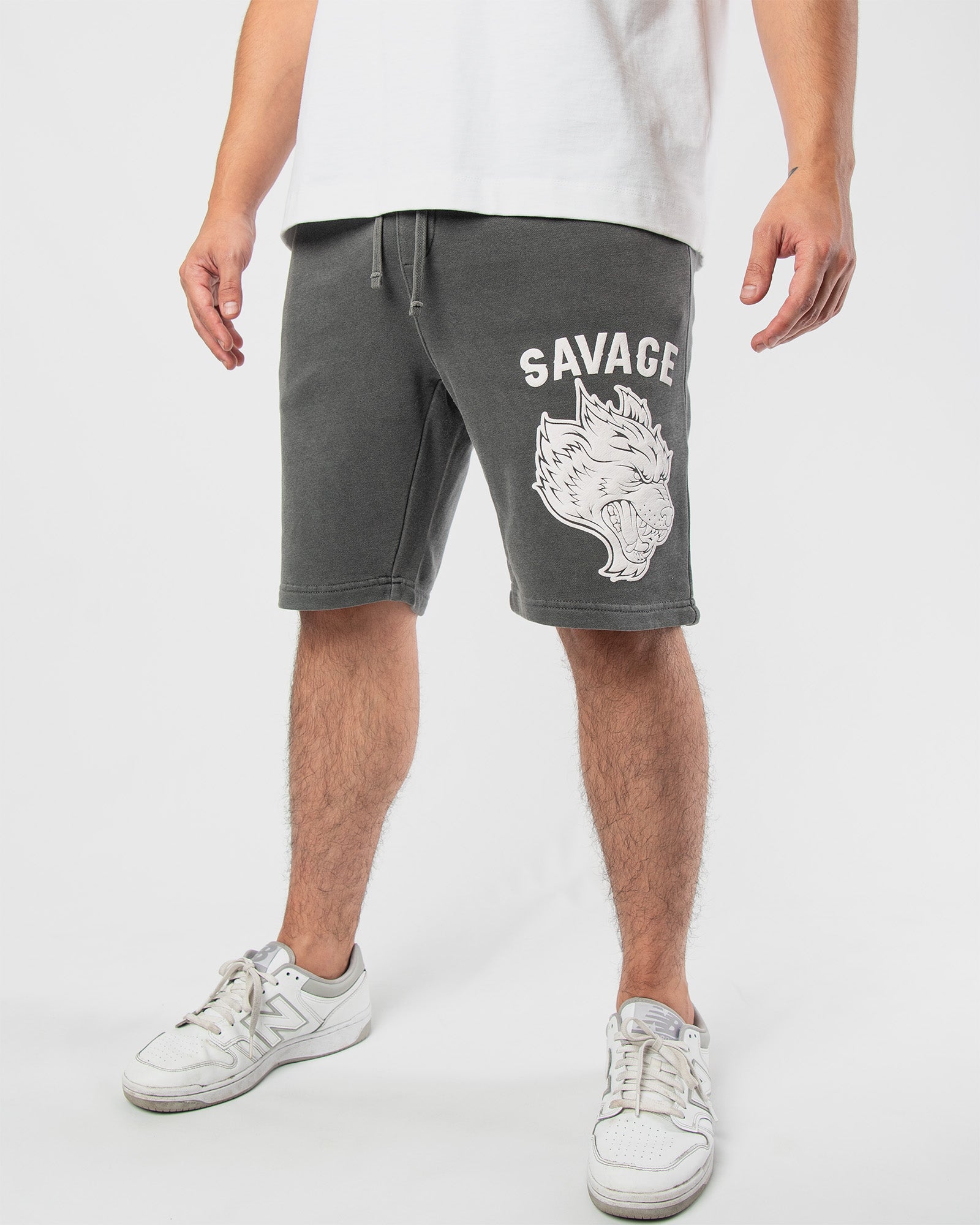 MEN'S SAVAGE WOLF FLEECE SHORTS front view