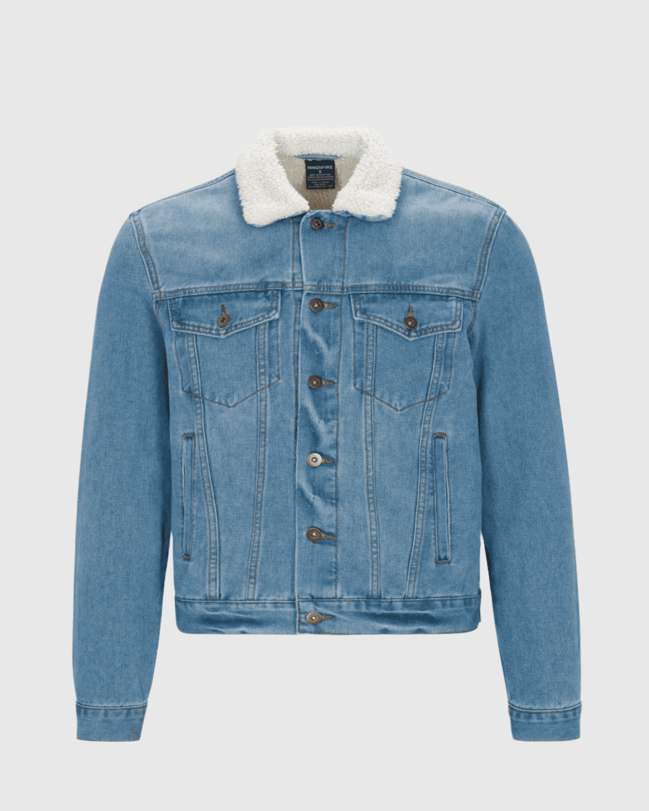【BADBLOOD】Emboss B Denim Trucker Jacket - Blue Men's Denim Trucker Sherpa Jackets | Ring of Fire Clothing