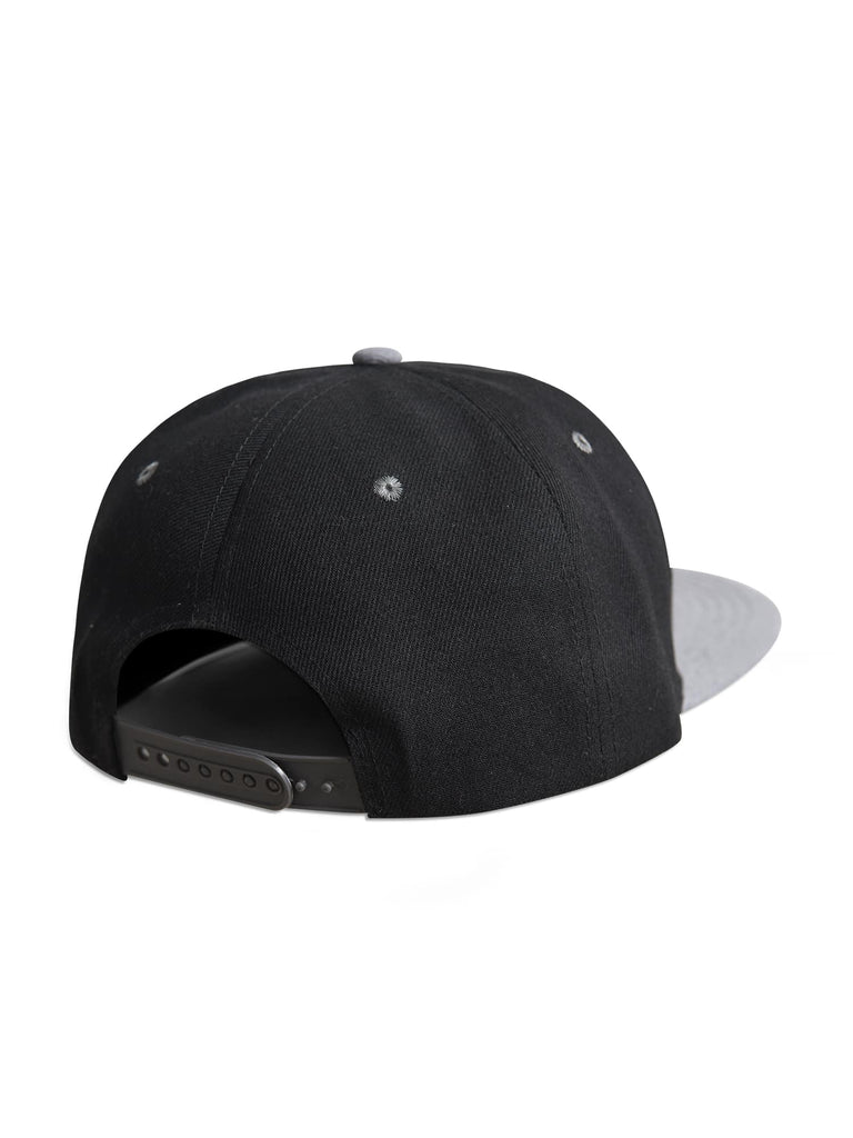 Back view of the Men’s Diamond Snapback in Black Grey color, highlighting the unique grey diamond design, made from 100% acrylic, one size fits all.