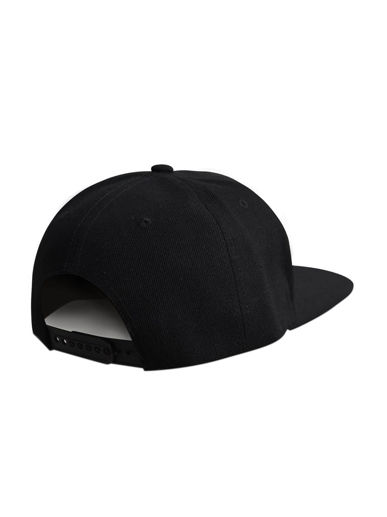 Back view of the ‘Men’s Chillin Snapback’ in One Size, highlighting the adjustable snapback feature and the color scheme of Black.